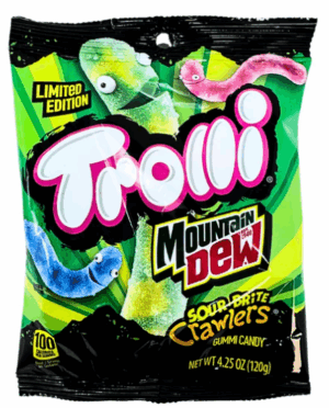 Trolli Mountain Dew Sour Brite Crawlers Gummies 4.25oz Peg Bag